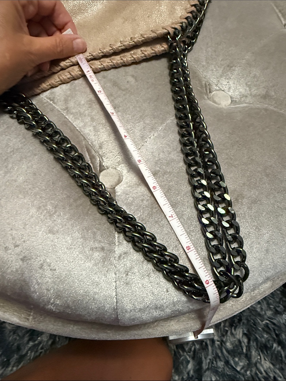 Madden Soft Taupe Chain-Trim Shoulder Bag, new - Picture 9 of 11